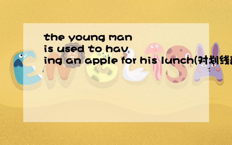 the young man is used to having an apple for his lunch(对划线部分