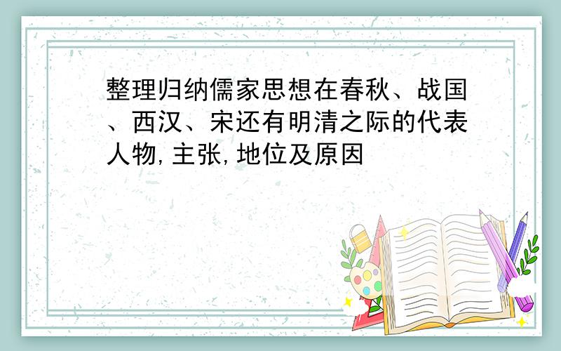 整理归纳儒家思想在春秋、战国、西汉、宋还有明清之际的代表人物,主张,地位及原因