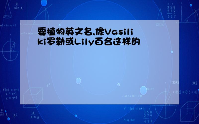 要植物英文名,像Vasiliki罗勒或Lily百合这样的