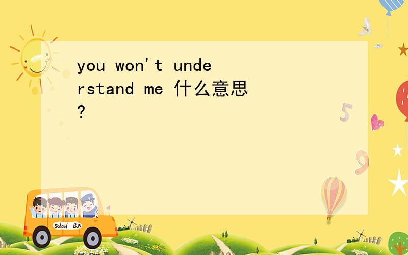 you won't understand me 什么意思?