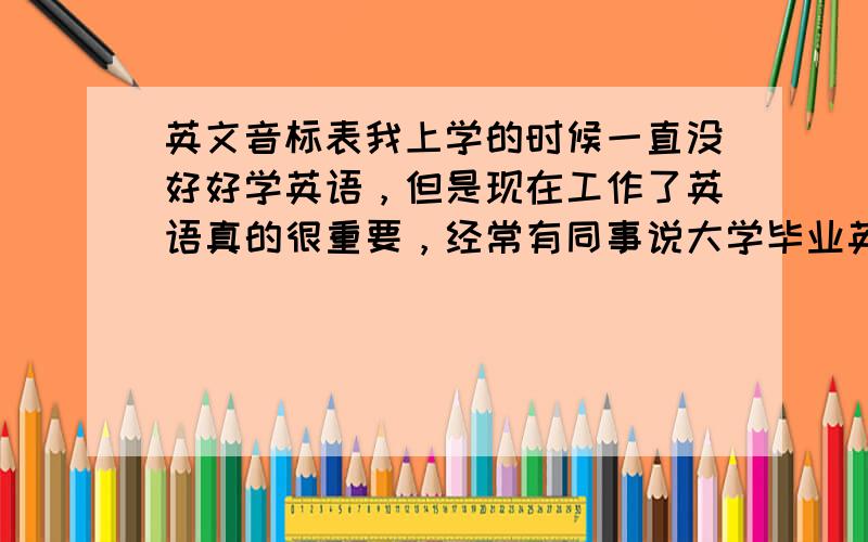 英文音标表我上学的时候一直没好好学英语，但是现在工作了英语真的很重要，经常有同事说大学毕业英语都不会阿！我着实惭愧！求英