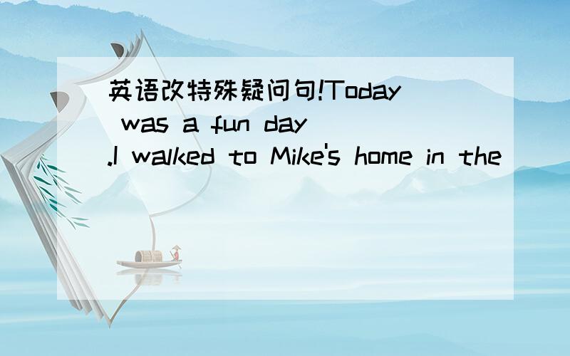 英语改特殊疑问句!Today was a fun day.I walked to Mike's home in the