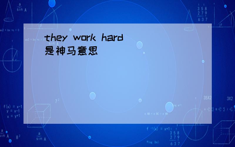 they work hard是神马意思