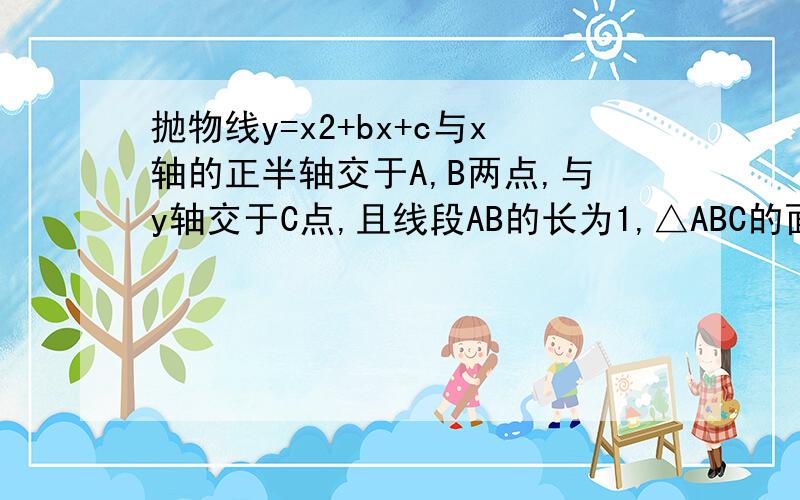 抛物线y=x2+bx+c与x轴的正半轴交于A,B两点,与y轴交于C点,且线段AB的长为1,△ABC的面积为1,则b的值为