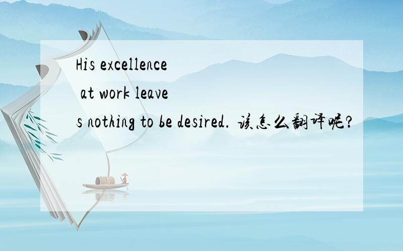 His excellence at work leaves nothing to be desired. 该怎么翻译呢?