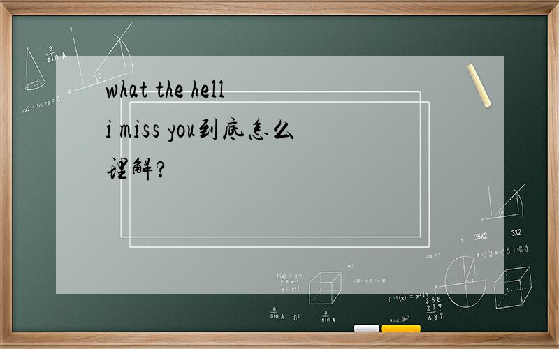 what the hell i miss you到底怎么理解?