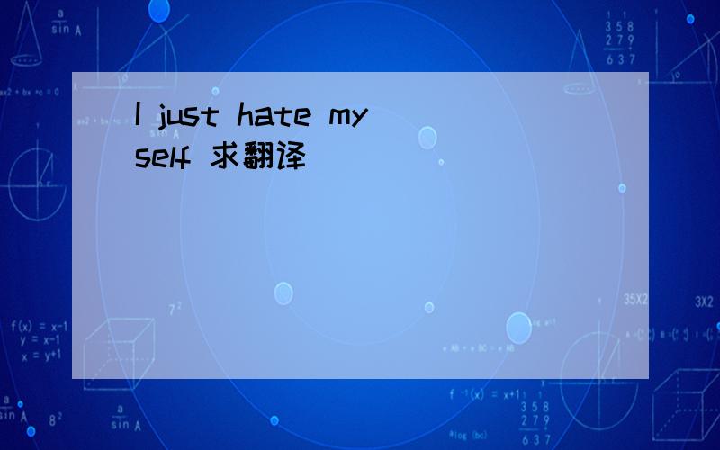 I just hate myself 求翻译