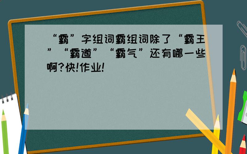 “霸”字组词霸组词除了“霸王”“霸道”“霸气”还有哪一些啊?快!作业!