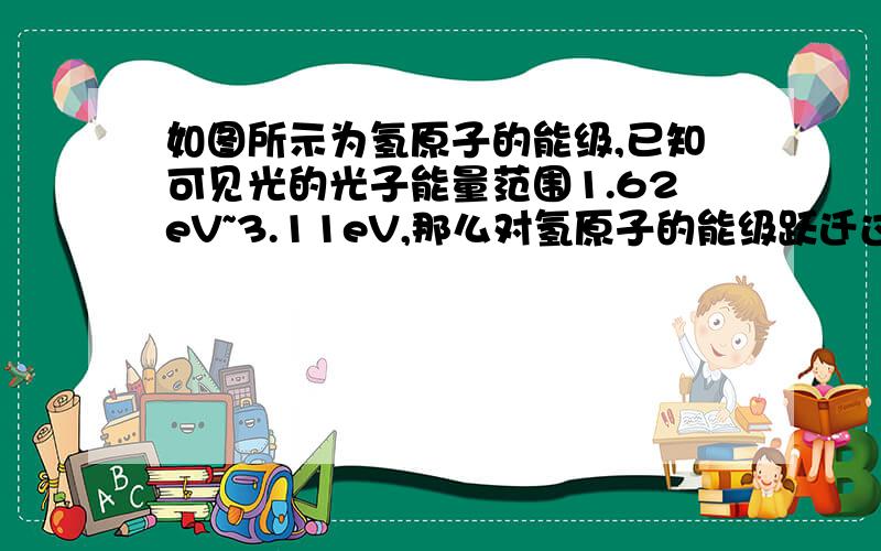 如图所示为氢原子的能级,已知可见光的光子能量范围1.62eV~3.11eV,那么对氢原子的能级跃迁过程中正确的