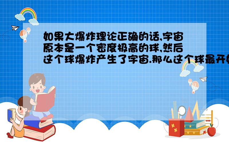 如果大爆炸理论正确的话,宇宙原本是一个密度极高的球,然后这个球爆炸产生了宇宙.那么这个球最开始是怎么来的?