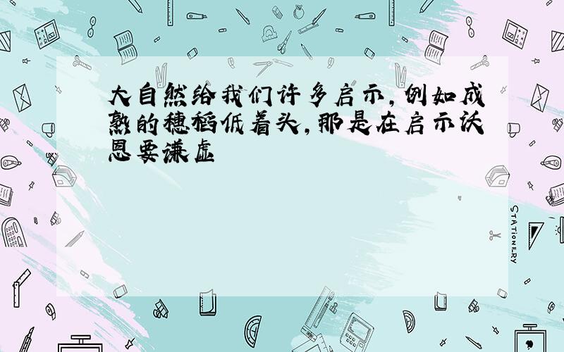 大自然给我们许多启示,例如成熟的穗稻低着头,那是在启示沃恩要谦虚