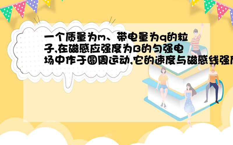 一个质量为m、带电量为q的粒子,在磁感应强度为B的匀强电场中作于圆周运动,它的速度与磁感线强度B成正比,此句话是否正确?