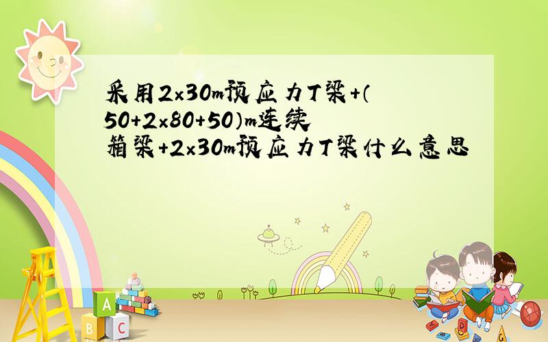 采用2×30m预应力T梁+（50+2×80+50）m连续箱梁+2×30m预应力T梁什么意思