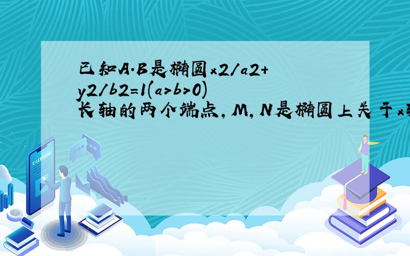 已知A.B是椭圆x2/a2+y2/b2=1(a>b>0)长轴的两个端点,M,N是椭圆上关于x轴对称的两点,直线AM,BN