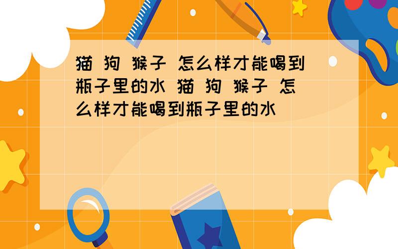 猫 狗 猴子 怎么样才能喝到瓶子里的水 猫 狗 猴子 怎么样才能喝到瓶子里的水