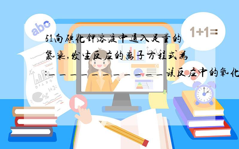 51向碘化钾溶液中通入足量的氯气,发生反应的离子方程式为：___________该反应中的氧化剂是________;