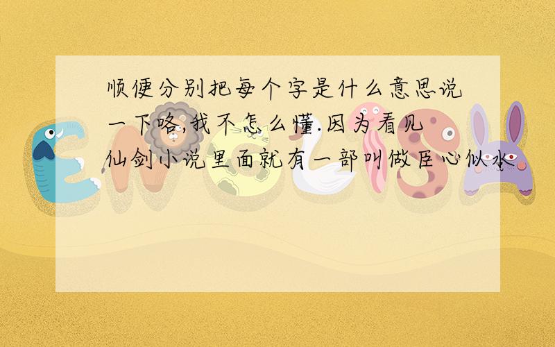 顺便分别把每个字是什么意思说一下咯,我不怎么懂.因为看见仙剑小说里面就有一部叫做臣心似水