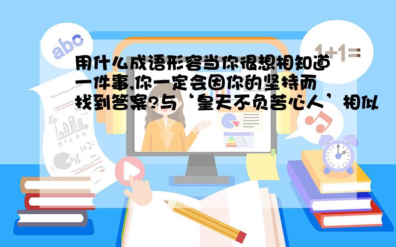 用什么成语形容当你很想相知道一件事,你一定会因你的坚持而找到答案?与‘皇天不负苦心人’相似