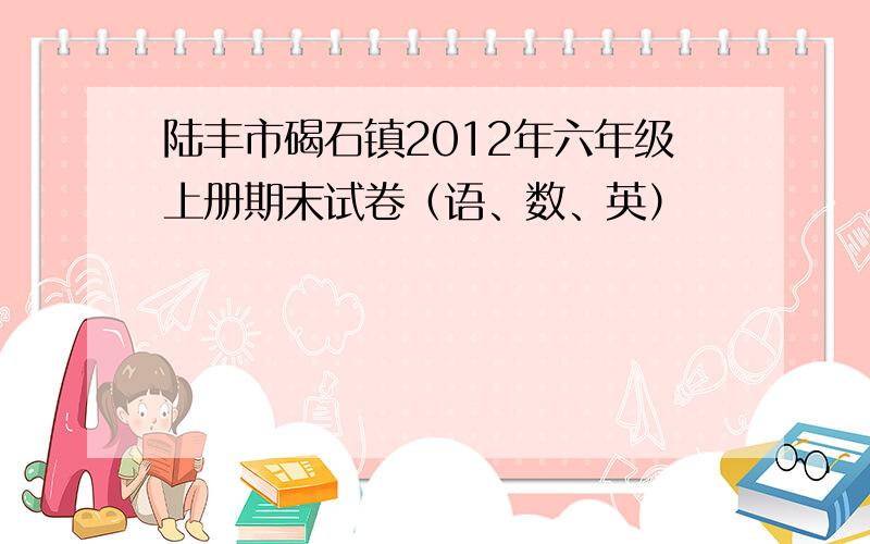 陆丰市碣石镇2012年六年级上册期末试卷（语、数、英）