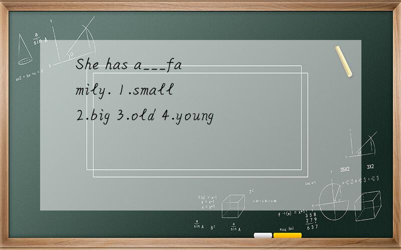 She has a___family. 1.small 2.big 3.old 4.young