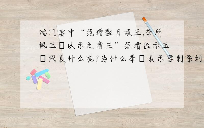 鸿门宴中“范增数目项王,举所佩玉玦以示之者三”范增出示玉玦代表什么呢?为什么举玦表示要刺杀刘邦呢?