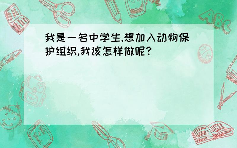 我是一名中学生,想加入动物保护组织,我该怎样做呢?