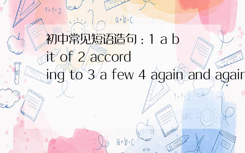 初中常见短语造句：1 a bit of 2 according to 3 a few 4 again and again