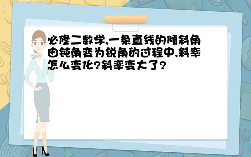 必修二数学,一条直线的倾斜角由钝角变为锐角的过程中,斜率怎么变化?斜率变大了?