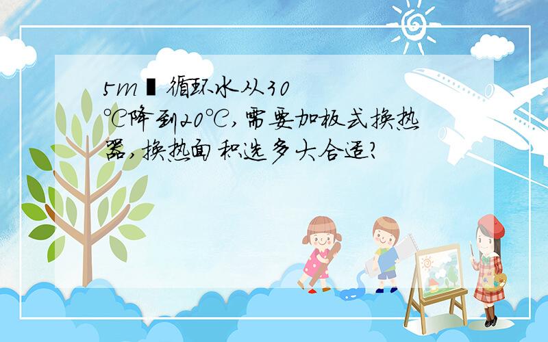 5m³循环水从30℃降到20℃,需要加板式换热器,换热面积选多大合适?