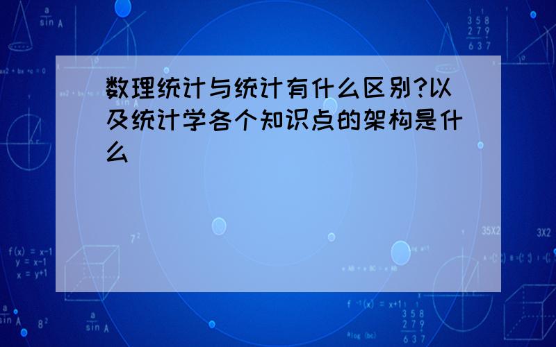 数理统计与统计有什么区别?以及统计学各个知识点的架构是什么