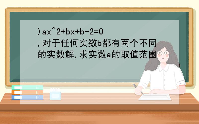 )ax^2+bx+b-2=0,对于任何实数b都有两个不同的实数解,求实数a的取值范围