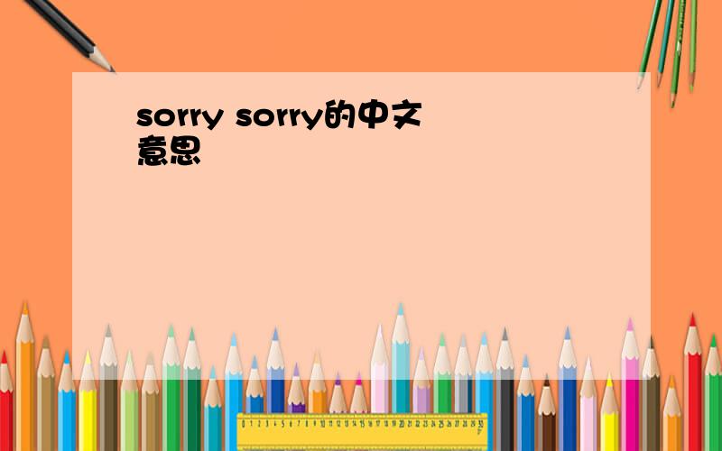 sorry sorry的中文意思