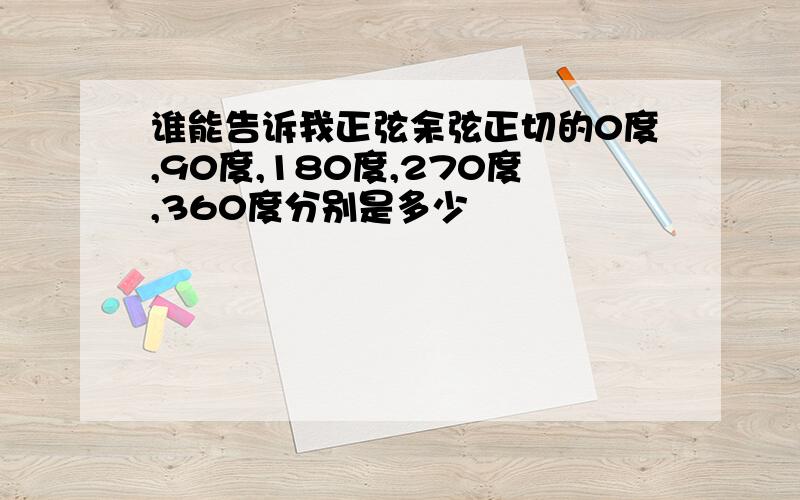 谁能告诉我正弦余弦正切的0度,90度,180度,270度,360度分别是多少