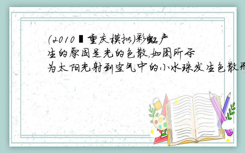 （2010•重庆模拟）彩虹产生的原因是光的色散，如图所示为太阳光射到空气中的小水珠发生色散形成彩虹的光路示意图，a、b为