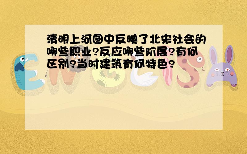 清明上河图中反映了北宋社会的哪些职业?反应哪些阶层?有何区别?当时建筑有何特色?