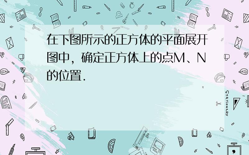 在下图所示的正方体的平面展开图中，确定正方体上的点M、N的位置．