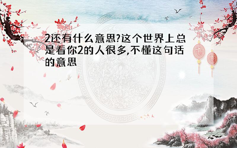 2还有什么意思?这个世界上总是看你2的人很多,不懂这句话的意思