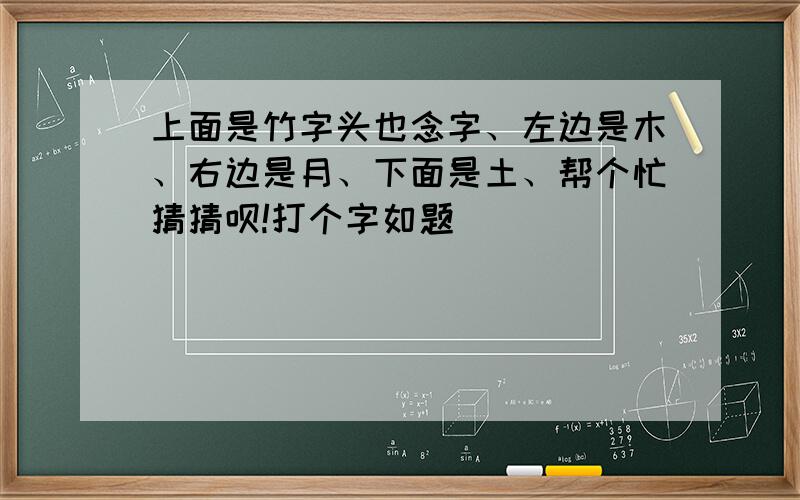 上面是竹字头也念字、左边是木、右边是月、下面是土、帮个忙猜猜呗!打个字如题