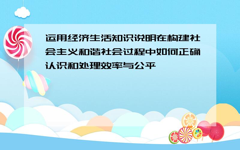 运用经济生活知识说明在构建社会主义和谐社会过程中如何正确认识和处理效率与公平