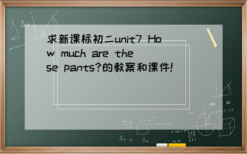 求新课标初二unit7 How much are these pants?的教案和课件!