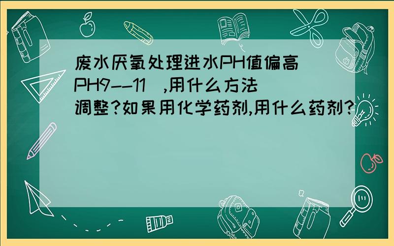 废水厌氧处理进水PH值偏高（PH9--11）,用什么方法调整?如果用化学药剂,用什么药剂?