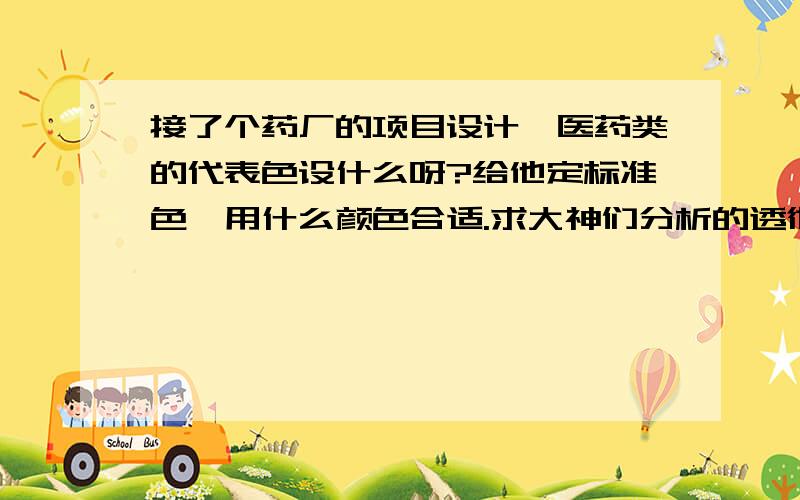 接了个药厂的项目设计,医药类的代表色设什么呀?给他定标准色,用什么颜色合适.求大神们分析的透彻点.