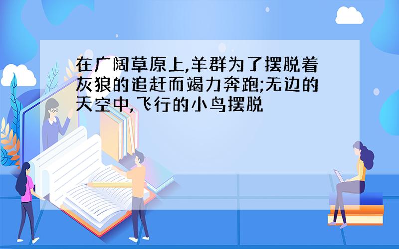 在广阔草原上,羊群为了摆脱着灰狼的追赶而竭力奔跑;无边的天空中,飞行的小鸟摆脱