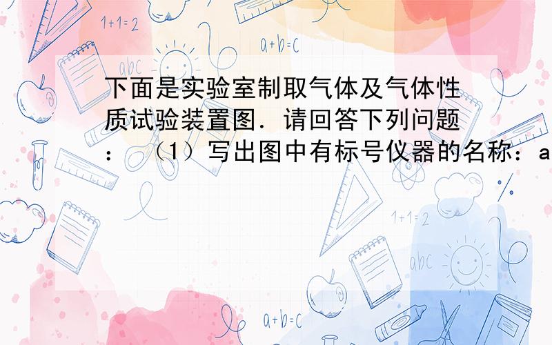 下面是实验室制取气体及气体性质试验装置图．请回答下列问题： （1）写出图中有标号仪器的名称：a ______；b ___