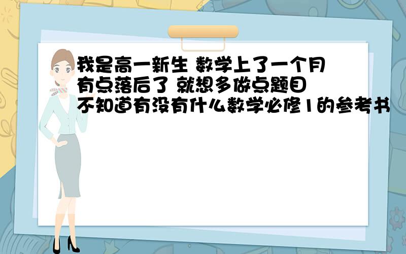 我是高一新生 数学上了一个月有点落后了 就想多做点题目 不知道有没有什么数学必修1的参考书