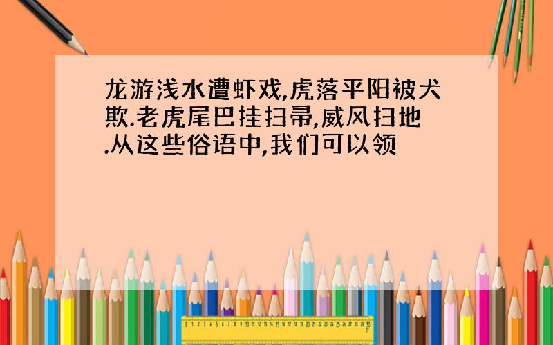 龙游浅水遭虾戏,虎落平阳被犬欺.老虎尾巴挂扫帚,威风扫地.从这些俗语中,我们可以领