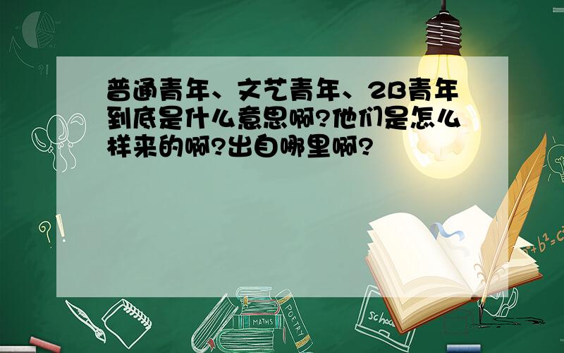 普通青年、文艺青年、2B青年到底是什么意思啊?他们是怎么样来的啊?出自哪里啊?