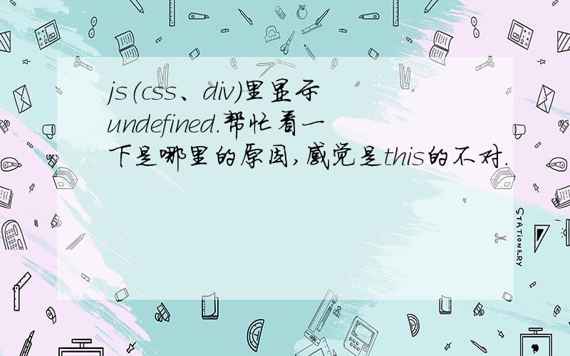 js（css、div）里显示undefined.帮忙看一下是哪里的原因,感觉是this的不对.