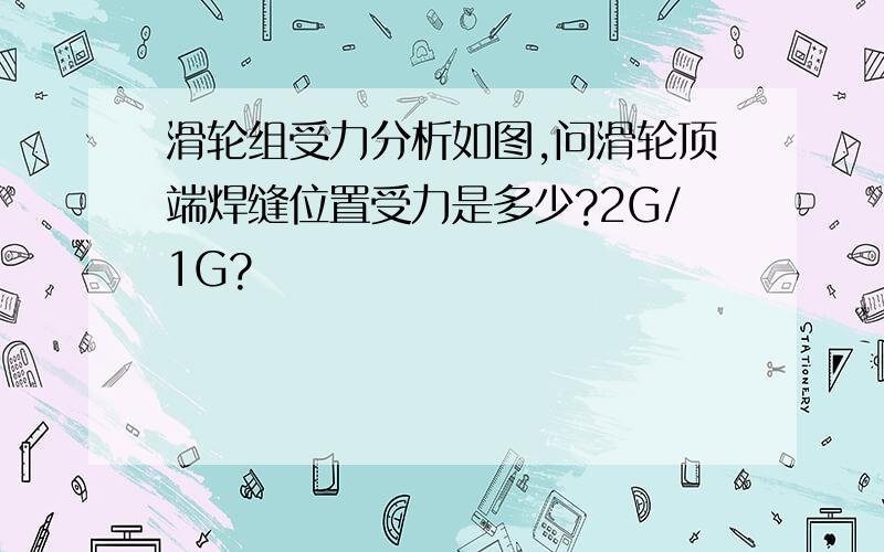 滑轮组受力分析如图,问滑轮顶端焊缝位置受力是多少?2G/1G?