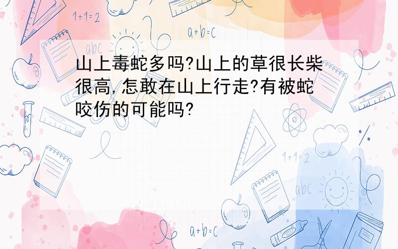 山上毒蛇多吗?山上的草很长柴很高,怎敢在山上行走?有被蛇咬伤的可能吗?